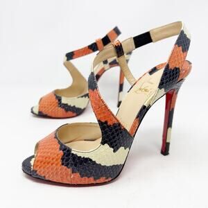 Christian Louboutin Viveka Sandals Snakeskin Heels Size 38.5